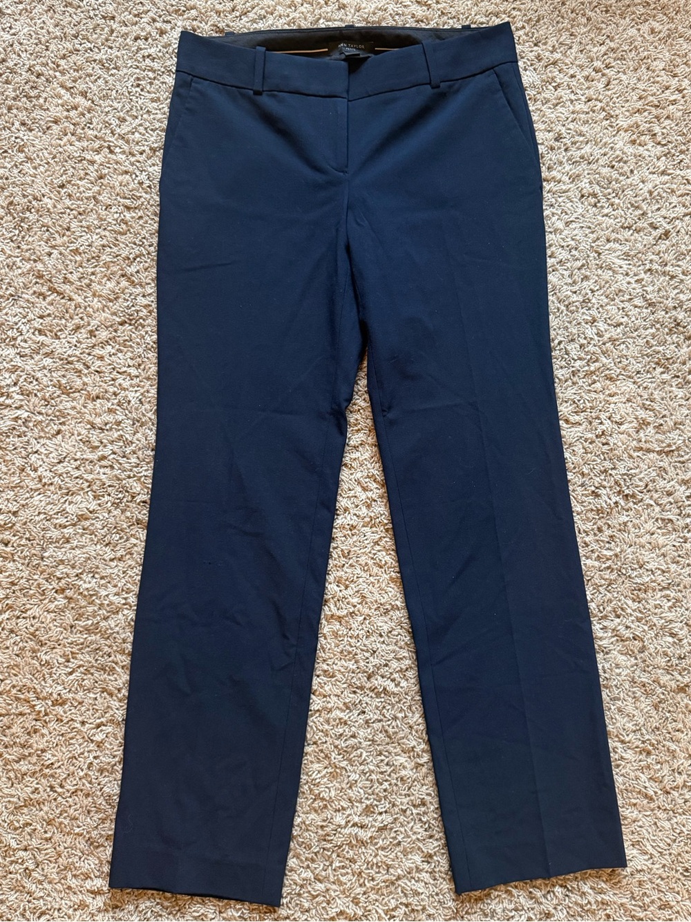 Ann Taylor Navy Straight-Leg Dress Trousers